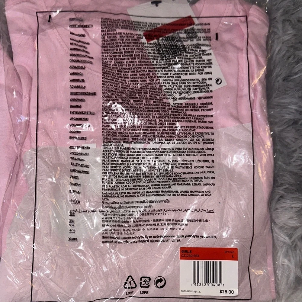 Nike Girls Pink Long Sleeve Tee - The Nike Tee - Size MEDIUM or LARGE - NEW